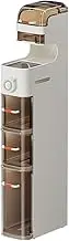 Narrow Bathroom Storage Cabinet 7" Slim Bathroom Floor Organizer with Drawers and Tissue Box Plastic Waterproof Mobile Locker with Wheels for Small Kitchen Laundry Living Room