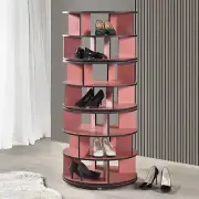 Kings Brand Furniture - 7-Tier Rotating Revolving Lazy Susan Shoe Rack, Red