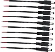 DOITOOL 10 Pack Dc Male Adapter Cable 5.5x2.1mm Power Jack Connector 12v CCTV Camera Accessories