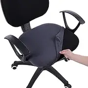 smiry Stretch Jacquard Office Computer Chair Seat Covers, Removable Washable Anti-dust Desk Chair Seat Cushion Protectors - Dark Grey
