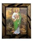 San Judas Tadeo Imagen Impresa Cuadro 9x 11 Inch Marco De Madera Rustica