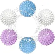 Reusable Dryer Balls Anti Static, 6 PCS Laundry Agitator Balls for Laundry, Blue Purple White Non-Toxic Washing Balls Tangle Free for Washer, Softens Fabrics, Prevents Tangles, Enhances Cleaning