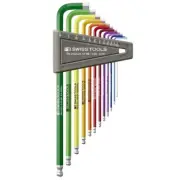 PB Swiss Tools PB 212Z.LH-12 RB Rainbow 12 Piece Ball End Hex Key Set Imperial
