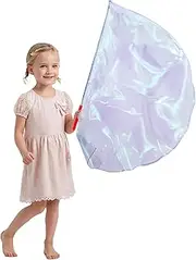 Worship Flag with Scalable Rod for Kids Children, 36" Soft Semicircle Flag for Dance Practice Performance, Praise Dance Flags, Church Flag, Flex Banner (Translucent Purple)