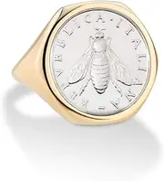 [Miabella] 18K Gold Over Silver Genuine Italian 2 Lira Bee Coin Ring