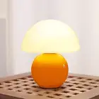 Mushroom Table Lamp, Small Dimmable Table Lamp with Hand-Blown Glass Shade and C