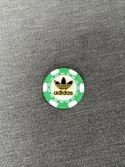 Adidas Poker Chip Golf Ball Marker w One Sided Raised Bubble Graphic Green White
