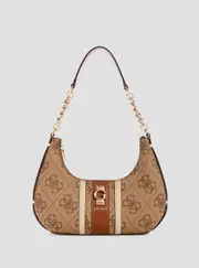 GUESS Brown Logo Erenia Top Zip Shoulder Bag