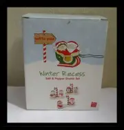 North Pole Winter Recess Salt & Pepper Set by Russ Berrie Santa & Mrs. Clause