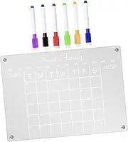 NAMOARLY 1Set Magnetic Acrylic Dry Erase Board for Fridge Week Planner with Whiteboard Markers Reusable Monthly Calendar Easy to Stick and Remove for Organizing Family