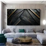 Abstract Black Texture Unframed Canvas Painting for Living