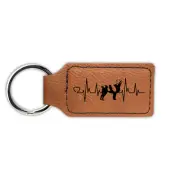Brittany Heartbeat Lifeline Keychain Leatherette - Engraved - love dog spaniel
