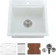 21 Inch White Bar Sink Drop In Quartz-Bokaiya 21x20 White Drop In Kitchen Sink