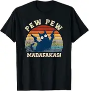 [keoStore] Pew Pew Madafakas Cats Tops Summer Pyjamas Pew Pew Cat ds1758 T-Shirt