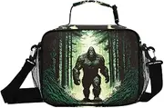 Green Forest Sasquatch Insulated Lunch Box for Women Men - Ideal for Work, Picnics - Includes Adjustable Shoulder Strap