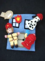 Mud Pie Firefighter Finger Puppet Set Dalmatian Firefighter Hydrant Fire NEW