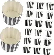CATIEBYE 100pcs White Thin Paper Cupcake Liners Black Heat Resistant Baking Cups for Cake Muffin Dessert