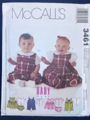 McCalls 3461 Infants Jumper Jumpsuit Shirts & Panties S-XL/13-24lbs