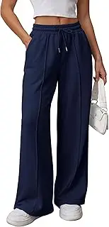 [ATHMILE] Womens Wide Leg Sweatpants High Waisted Baggy Pants Fashion Teen Girl Drawstring Athletic Joggers