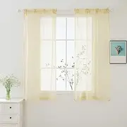 Window Light Yellow Sheer Curtains – W42 x L45 Inches Each – 2 Panels Sheer Curtain Basic Rod Pocket Panel for Bedroom Children Living Room Yard Kitchen (W42 x L45, Light Yellow)