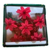 Christmas Tree Topper Star Foil Poinsettia 11 Lights In Box 1990s Vintage