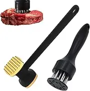 HTDYK Meat Tenderizer, 2PCS Meat Tenderizer Tool Stainless Steel Needle, Heavy Duty Meat Mallet Hammer Meat Pounder for Tenderizing Beef Chicken Pork Fish Turkey