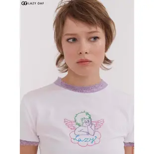 英國代購 LAZY OAF cupid tee 倫敦小眾 蕾絲刺繡邱比特短版上衣  有大尺碼