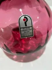 PILGRIM GLASS CRANBERRY VOTIVE CANDLE HOLDER WITH ORGINAL MANUFACTURE LABEL GIFT
