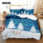 v2786 Bed Sheets Christmas Snowman, Tree Bedding Set Duvet Cover Set Bedding Digital Printing Bed Linen Queen Size Bedding Set Fashion Design 3-Piece