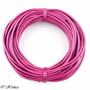 Pink Metallic Round Leather Cord 2mm 10 meters (11 yards)