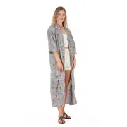 Coastal Escape Kimono Robe – Hand Screen Printed, Cotton, Versatile & Gift-Ready