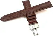 [g24] 19mm Genuine Leather Brown With Brown Stich Watch Band Strap for Men and Women | Comfortable and Durable Material | Deployment Silver Buckle