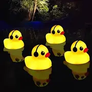 Goallim Duck Floating Pool Lights Solar Powered - 3" Glow Duck Solar Pool Lights That Float - Waterproof Light up Pool Floats for Pool Party Decorations - Pool Gifts for Pool Owners