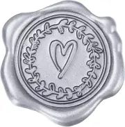Whaline 50Pcs Embossed Wax Seal Stickers Silver Heart Pattern Envelope