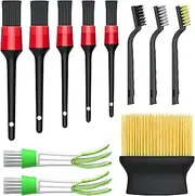 11 Pieces car Brush Set car Interior Cleaning, 5 Soft Quality Detail Brushes, 3 Wire Brushes, 2 air Conditioning Brushes and 1 Crevice Cleaning Brush for Cleaning The Interior Dashboard Engine