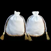 200 PCS Cotton Drawstring Jewelry Pouch White Small Designer Favor Bags Coin Bag