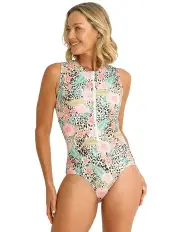 [Jantzen] Sabine Active Zip Front Mastectomy One Piece in Multi