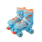 SizeM(31-34) Ice Blue Double-Row Roller Skates Shoes,4 Sizes Adjustable Roller Skating,Suitable For Beginners