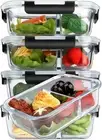 Glass Meal Prep Containers 2 Compartments Portion Control with Upgraded Snap Loc