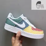 【AND.】NIKE AIR FORCE 1 ’07 QS  拼接 格紋 休閒 滑板鞋 女款 BV4891-100