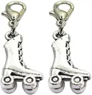 [TARAKI] 2Pcs Ancient Silver Sporty Roller Skates Shoes Planner Charm, Zipper Charm, Zipper Pull, Purse Charm, Stitch Marker, Planner, Alloy Steel, No Gemstone