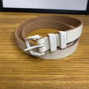 RM Williams Belt Womens Size 34 White Cracked Cowhide Leather 1 Inch Drover
