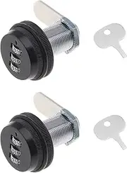2pcs Combination Cam Lock, Black 3 Digit Password Coded Lock Keyless Combination Cam Lock Security Locks Zinc Alloy for Mailbox Drawer Locker 30mm/1.18"