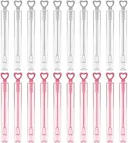 Wedding Bubble Wands, 20 Pcs Mini Heart Bubble Wands for Weddings, Party, Anniversaries (Clear & Pink)