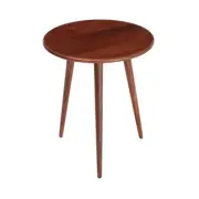 Blankumsee Solid Wood Round End Table, Scandi Style, Tapered Tripod Legs, 18"