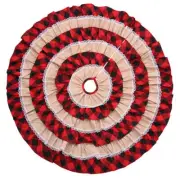 116cm Christmas Ruffle Burlap Tree Skirt w Lace Red Black Buffalo Check Décor