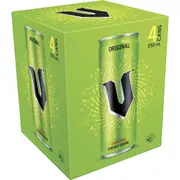 V Original Guarana Energy Drink 250mL x 4 pack