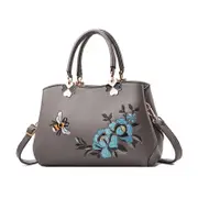 Nevenka Women Satchel Bags Crossbody Embroidery Handbags-Grey