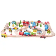 BigJigs - Town and Country Train Set - Magnetic Wooden Toy Train Set (BJT015)