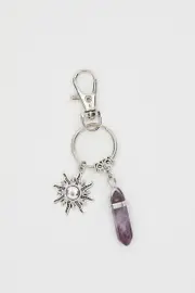 Purple Christmas Crystal Key Ring On Carding - Size ONE, Women's Keyring
